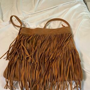 Cider Brown Fringe Tote Bag